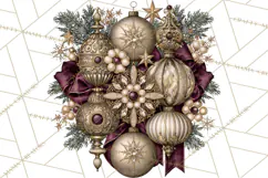 Plum Antique Gold Christmas Clipart PNG Product Image 4