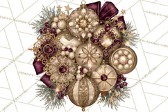 Plum Antique Gold Christmas Clipart PNG Product Image 5