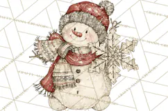 Snowman Clipart, Cute Winter Snowman PNG, Cozy Snowmen Product Image 2