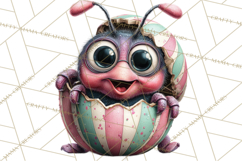 Cute Easter Bugs Clipart PNG, Kids Easter PNG Files Product Image 2