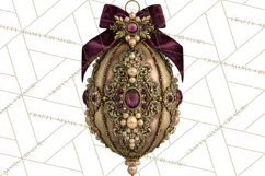 Plum Antique Gold Christmas Clipart PNG Product Image 3