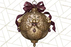 Plum Antique Gold Christmas Clipart PNG Product Image 4
