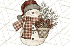 Snowman Clipart, Cute Winter Snowman PNG, Cozy Snowmen Product Image 2