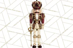 Burgundy Antique Gold Nutcracker Clipart PNG, Christmas Product Image 3