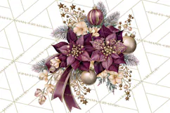Plum Antique Gold Christmas Clipart PNG Product Image 4