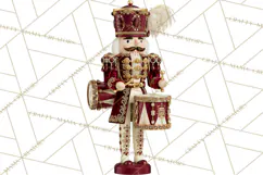 Burgundy Antique Gold Nutcracker Clipart PNG, Christmas Product Image 4