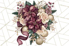 Plum Antique Gold Christmas Clipart PNG Product Image 5
