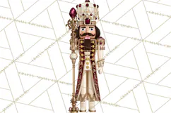 Burgundy Antique Gold Nutcracker Clipart PNG, Christmas Product Image 5