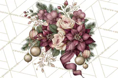 Plum Antique Gold Christmas Clipart PNG Product Image 2
