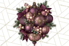 Plum Antique Gold Christmas Clipart PNG Product Image 3