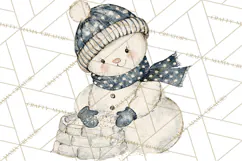 Snowman Clipart, Cute Winter Snowman PNG, Cozy Snowmen Product Image 4