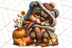 Cute Fall Critter Clipart Woodland Autumn PNG Product Image 4