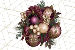 Plum Antique Gold Christmas Clipart PNG Product Image 5
