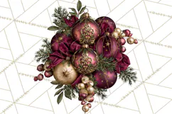 Plum Antique Gold Christmas Clipart PNG Product Image 2