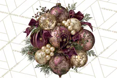 Plum Antique Gold Christmas Clipart PNG Product Image 3