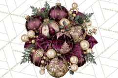 Plum Antique Gold Christmas Clipart PNG Product Image 4