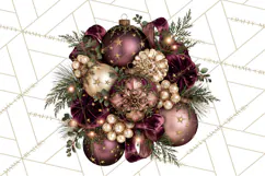 Plum Antique Gold Christmas Clipart PNG Product Image 5