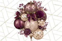 Plum Antique Gold Christmas Clipart PNG Product Image 2