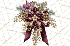 Plum Antique Gold Christmas Clipart PNG Product Image 4