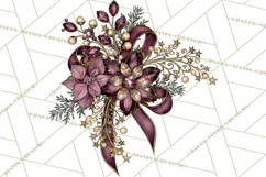 Plum Antique Gold Christmas Clipart PNG Product Image 5