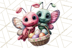Cute Easter Bugs Clipart PNG, Kids Easter PNG Files Product Image 2