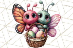 Cute Easter Bugs Clipart PNG, Kids Easter PNG Files Product Image 3
