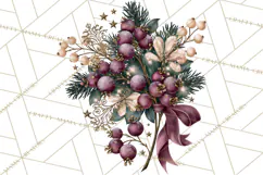 Plum Antique Gold Christmas Clipart PNG Product Image 3