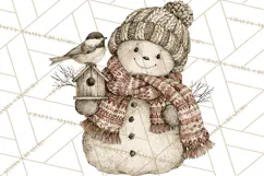 Snowman Clipart, Cute Winter Snowman PNG, Cozy Snowmen Product Image 4
