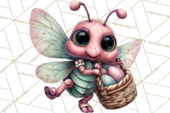 Cute Easter Bugs Clipart PNG, Kids Easter PNG Files Product Image 5