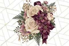 Plum Antique Gold Christmas Clipart PNG Product Image 2
