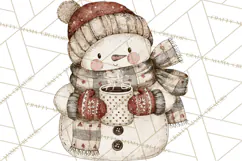 Snowman Clipart, Cute Winter Snowman PNG, Cozy Snowmen Product Image 3