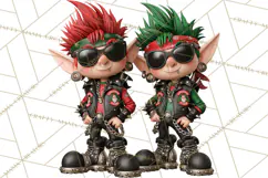 Christmas Biker Clipart PNG, Santa Motorcycle Gang Product Image 2