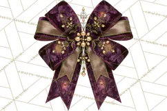 Plum Antique Gold Christmas Clipart PNG Product Image 2