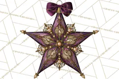 Plum Antique Gold Christmas Clipart PNG Product Image 3