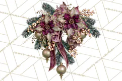 Plum Antique Gold Christmas Clipart PNG Product Image 4