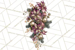 Plum Antique Gold Christmas Clipart PNG Product Image 5