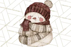 Snowman Clipart, Cute Winter Snowman PNG, Cozy Snowmen Product Image 5
