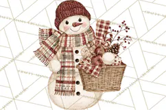 Snowman Clipart, Cute Winter Snowman PNG, Cozy Snowmen Product Image 2