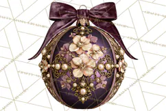 Plum Antique Gold Christmas Clipart PNG Product Image 2