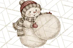 Snowman Clipart, Cute Winter Snowman PNG, Cozy Snowmen Product Image 2