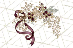 Plum Antique Gold Christmas Clipart PNG Product Image 2