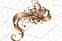 Plum Antique Gold Christmas Clipart PNG Product Image 3