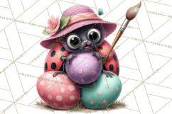 Cute Easter Bugs Clipart PNG, Kids Easter PNG Files Product Image 3
