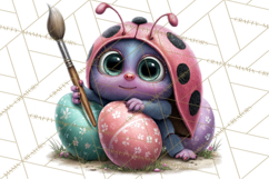 Cute Easter Bugs Clipart PNG, Kids Easter PNG Files Product Image 4