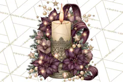 Plum Antique Gold Christmas Clipart PNG Product Image 5