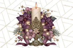 Plum Antique Gold Christmas Clipart PNG Product Image 2