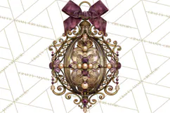 Plum Antique Gold Christmas Clipart PNG Product Image 3