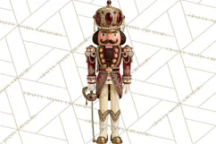 Burgundy Antique Gold Nutcracker Clipart PNG, Christmas Product Image 3