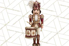 Burgundy Antique Gold Nutcracker Clipart PNG, Christmas Product Image 4