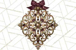Plum Antique Gold Christmas Clipart PNG Product Image 4